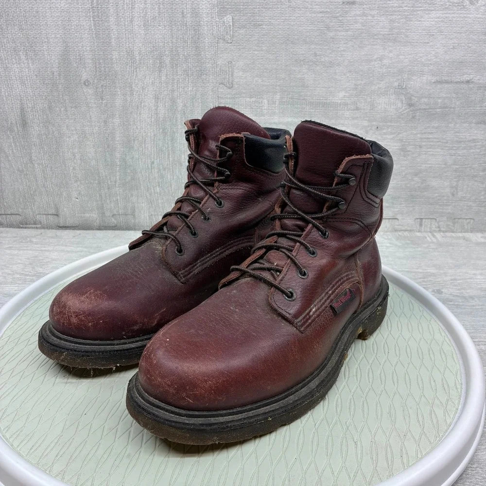 Red Wing 606 Work Boots Mens 8.5EE Brown Leather Work Safety Toe Made in USA